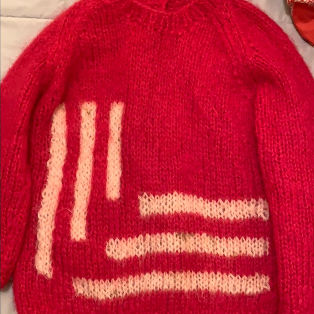 Vintage Magenta and white mohair sweater